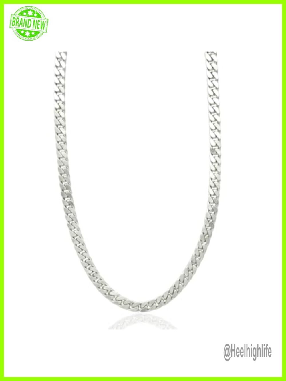 14K White Gold Filled Miami Cuban Link Chain 7mm 22" Unisex